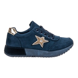 SHELOVET Baskets en daim bleu marine