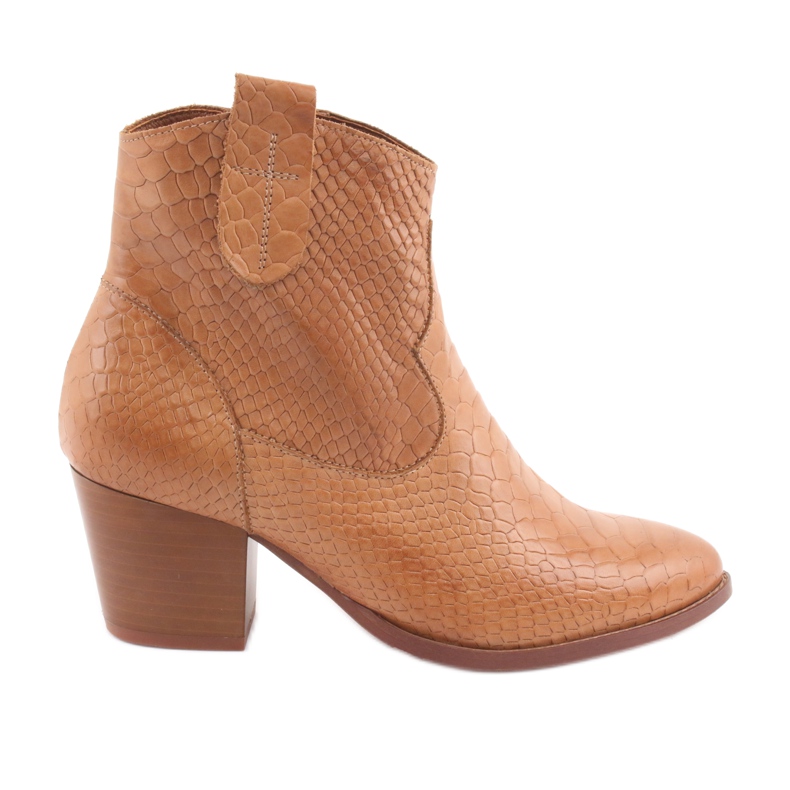 Bottines non isolées femme Anabelle 1466 Crocodile camel brun