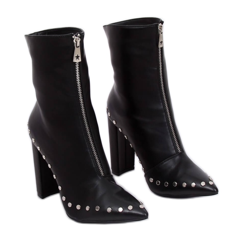 Bottines à talons noires NS062P Noir le noir