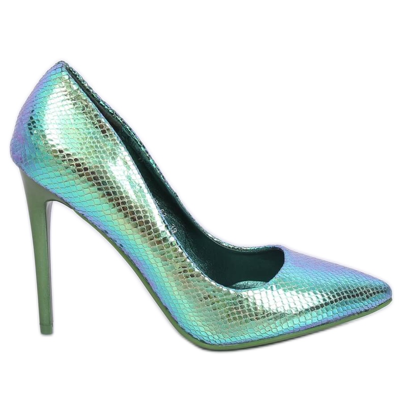 Escarpins à talon aiguille holographique bleu et vert NF-52 Blue