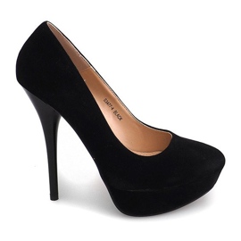 Talons En Daim Sur La Plateforme S3477-4 Noir