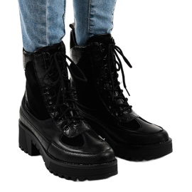 Bottes en cuir suédé noir G-7646 le noir