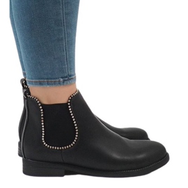 Bottes isolées noires avec une bande élastique 1003-PA