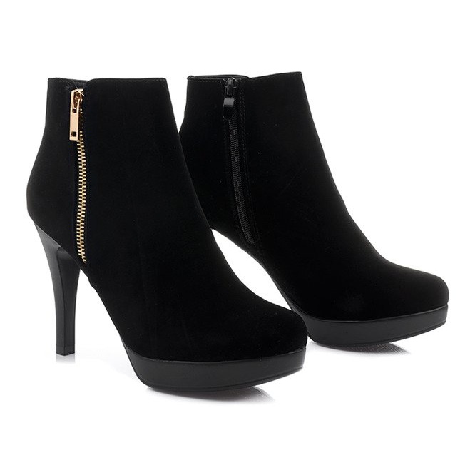 Bottes À Talons Hauts J0081-1 Fermeture À Glissière Noir le noir