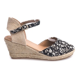 Sandales Compensées 50427 Beige le noir multicolore