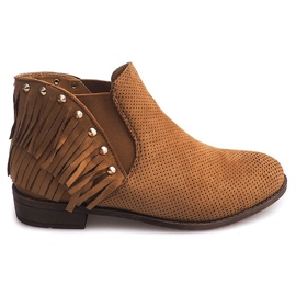 Bottines Boho Ajourées Fringe 3576 Camel brun