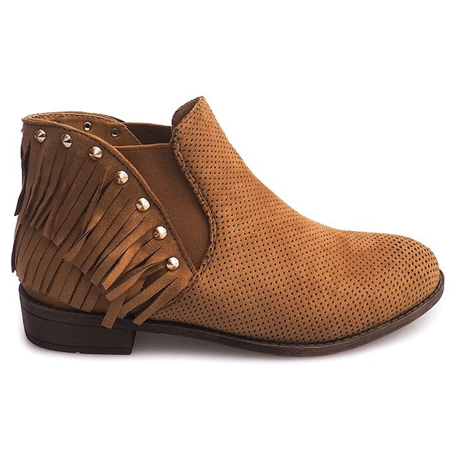 Bottines Boho Ajourées Fringe 3576 Camel brun