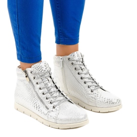 Bottines à lacets argentées avec fermeture éclair 1557-38A gris