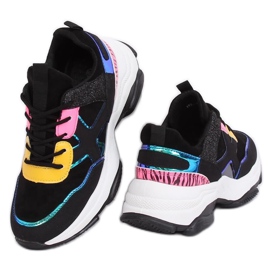 Noir HL-12 Chaussures de sport noires multicolore