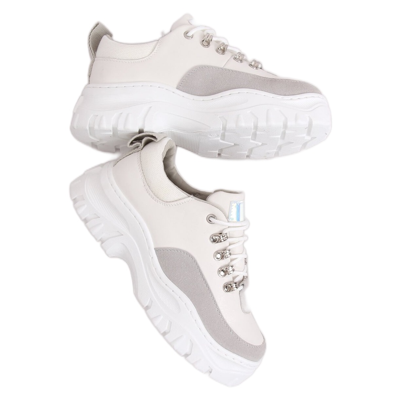 Chaussures à semelles hautes, blanches et grises PF5329 Gris Chaussures à semelles hautes, blanches et grises PF5329 Gris