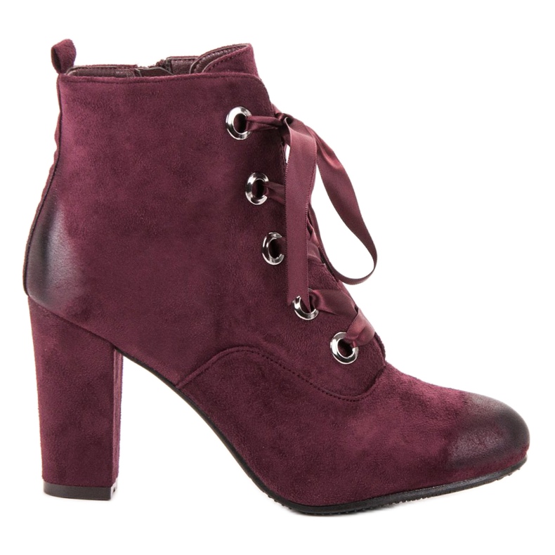 Vinceza Bottines en daim bordeaux rouge
