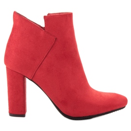 Vinceza Bottines sexy en daim rouge