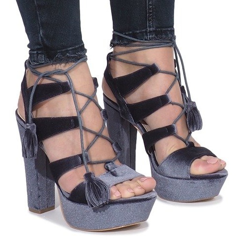 Sandales grises sur un poteau en velours One Love