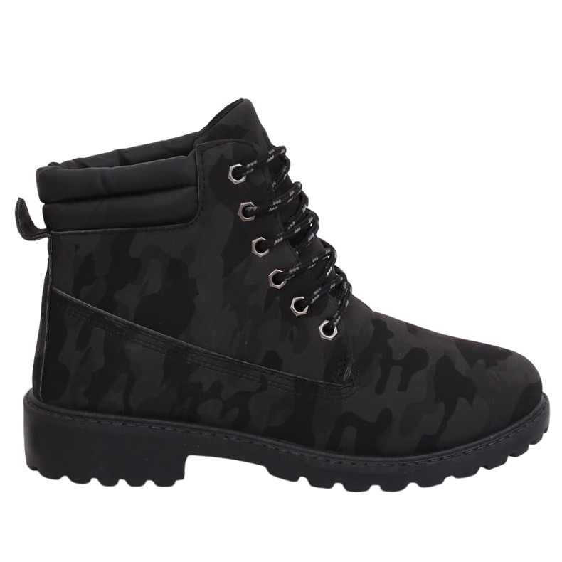 Bottes en bois pour femmes camo W-3033 Blackcamuflage le noir