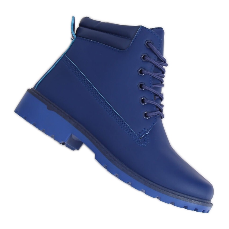 Bottes en bois pour femmes bleu marine W-3033 Bleu