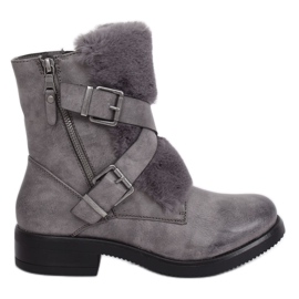 Bottes grises avec fourrure 1061A-PA Gris Bottes grises avec fourrure 1061A-PA Gris