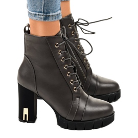 Bottes chaudes sur un poteau avec une fermeture éclair K-9925 gris