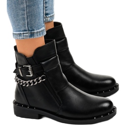 Bottes isolées noires avec chaîne G-162-1 le noir