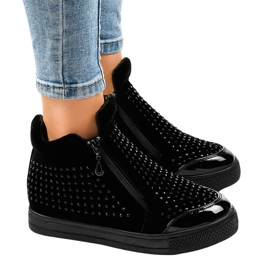 Baskets compensées noires avec fermetures éclair R51-1