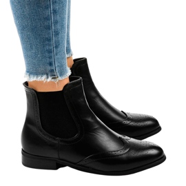 Bottes noires avec un éco-cuir élastique T113
