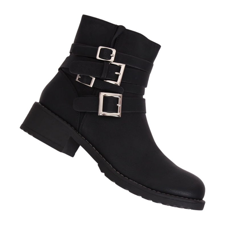 Black Z100 Bottines plates noires pour femmes le noir