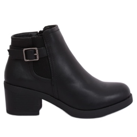 Bottines Jodhpur noires à talons hauts B0-232 Noir