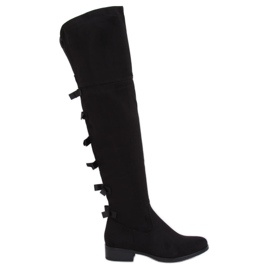 Bottes cavalières femme à nœuds noirs H202 Noir