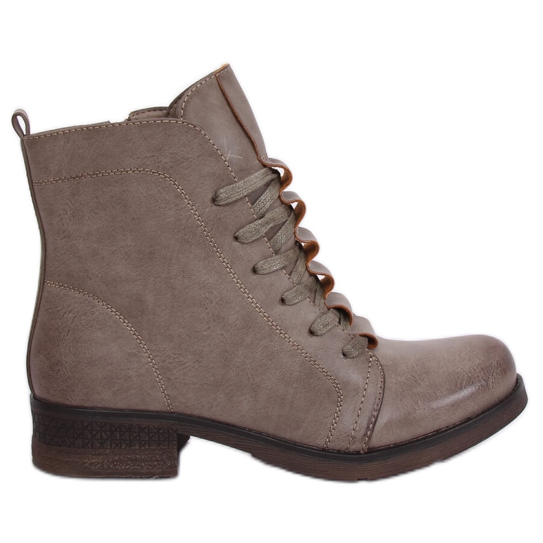 Bottines à lacets beige F2801 Kaki