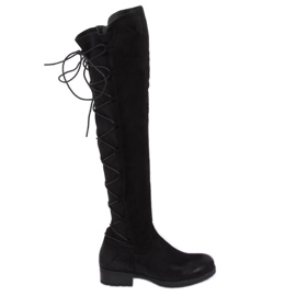 Black F2020 Bottes d'équitation noires avec tige flexible
