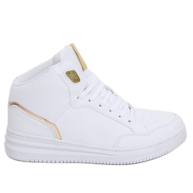 Chaussures de sport montantes blanches et dorées 107-18 BLANC / OR