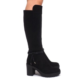 Bottines en daim sur poteau ES8516 Noir le noir