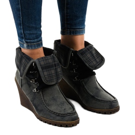 Bottines en daim noir à motif damier CH-22 le noir