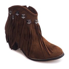 Bottines combinées Fringe Boho 99-105 Camel brun