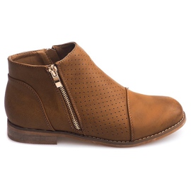 Boots ajourées à fermeture éclair H197 Camel brun