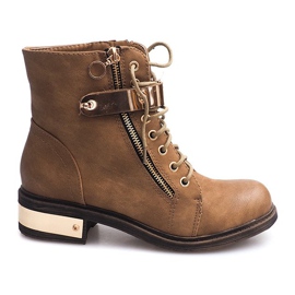Bottines à Lacets Avec Boucle F03 Beige