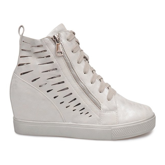 Baskets compensées ajourées HQ881 Argent gris