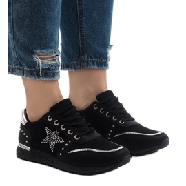Baskets de sport noires avec une étoile XSM101-19 le noir