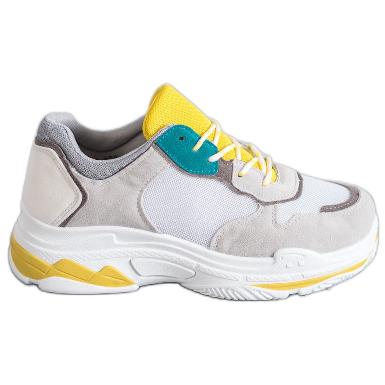 SHELOVET Chaussures de sport à lacets gris jaune