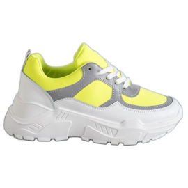 Ideal Shoes Chaussures de sport fluo blanc multicolore jaune