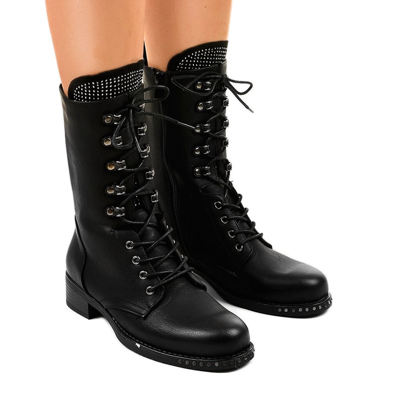 Bottes de travail noires à paillettes A-307 le noir