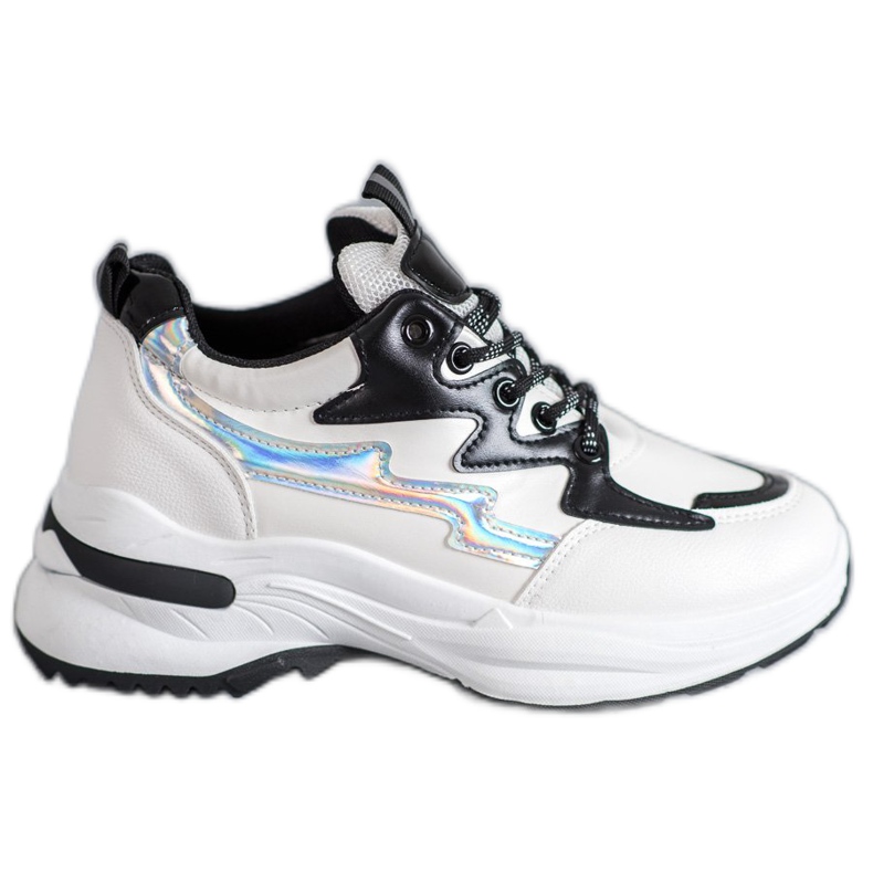 SHELOVET Chaussures de sport en cuir écologique blanc multicolore