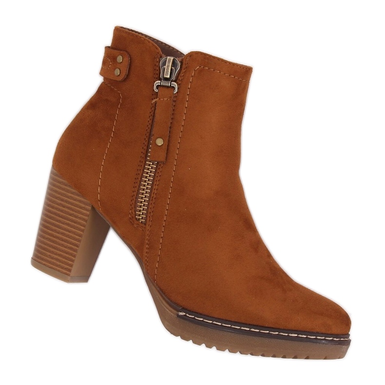 Camel 8B856 Bottines à talons en daim Camel brun