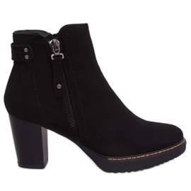 Daim noir noir 8B856 Bottines noires à talons