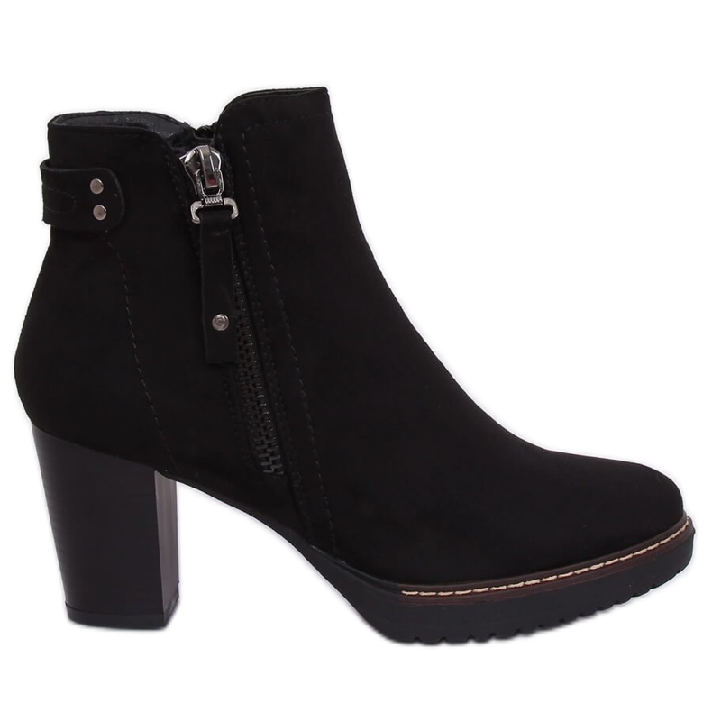 Daim noir noir 8B856 Bottines noires à talons le noir