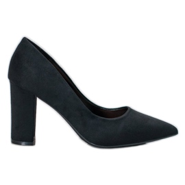 Laura Mode Escarpins en daim noir le noir