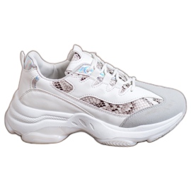 Kayla Baskets nouées à imprimé serpent blanc