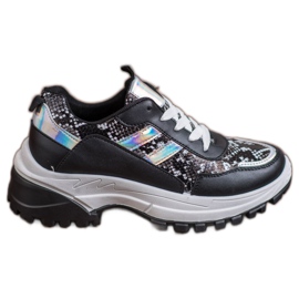 SHELOVET Baskets noires à imprimé serpent