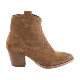 Bottines santiags Anabelle 1466 Camel en daim brun Bottines santiags Anabelle 1466 Camel en daim brun