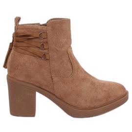 Bottines à talon en caoutchouc beige AFM-6139 Camel