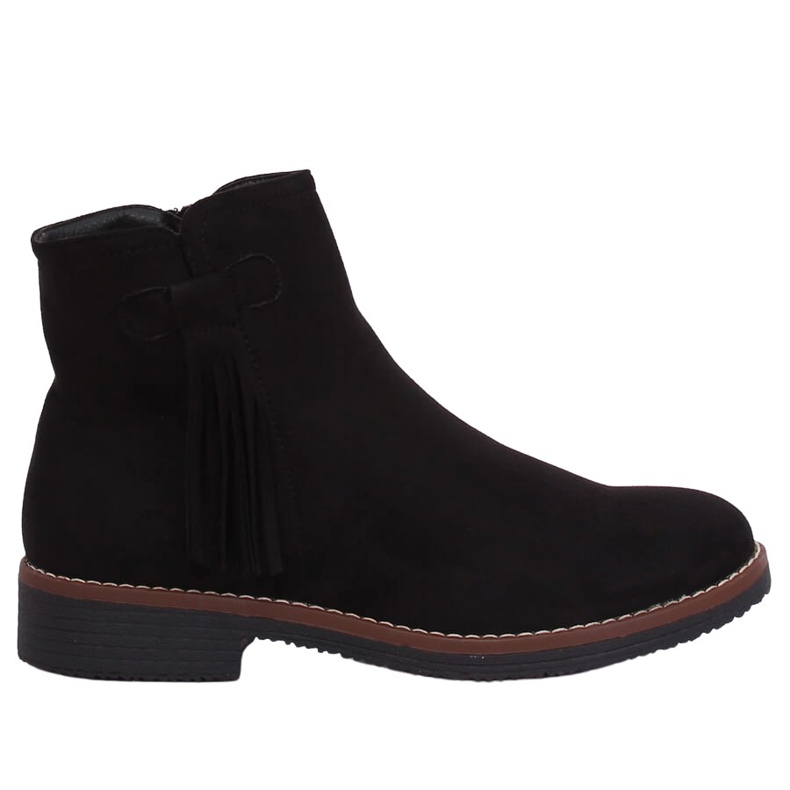 Bottines Jodhpur noires à franges 8B907 Noir le noir